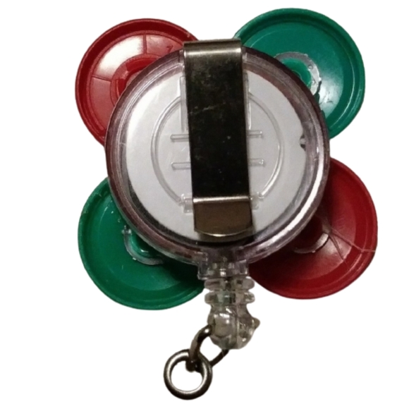 Christmas Reindeer Badge Reel with Snowflake & Bulb - Artisan Holiday ID Holder - Picture 5 of 7